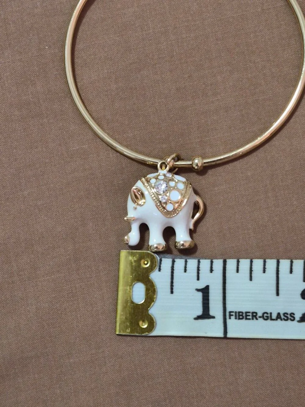 White Enamel 18K Gold Plated Swarovski Crystal Elephant Cuff Bangle Bracelet 6.5